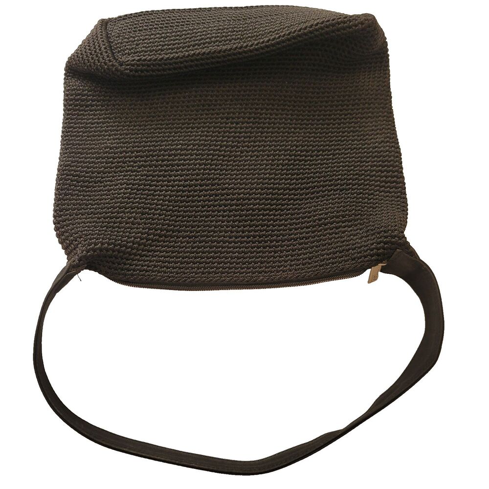 Vintage Crochet Knit Woven Shoulder Bag Purse Goth Boho Festival Black - Picture 3 of 8